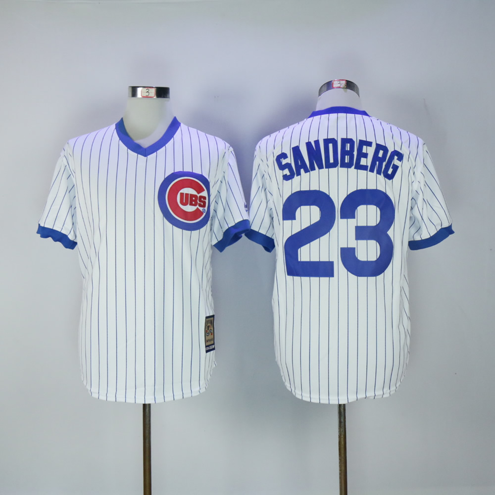 Men Chicago Cubs 23 Sandberg White Throwback Game MLB Jerseys